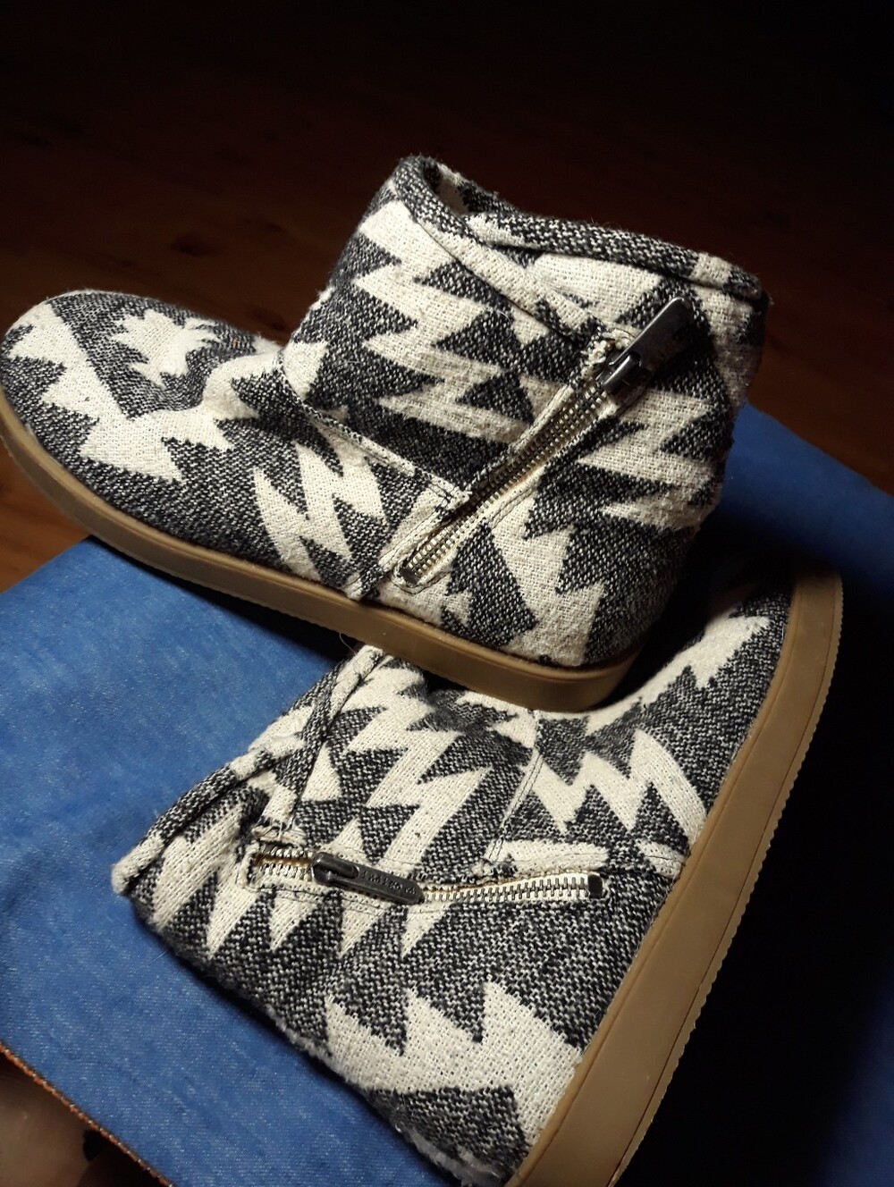 gray furry boots